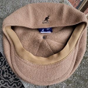 Kangol Camel Wool Driving Cap / Baker Boy Cap w Flat Brim and Center Button